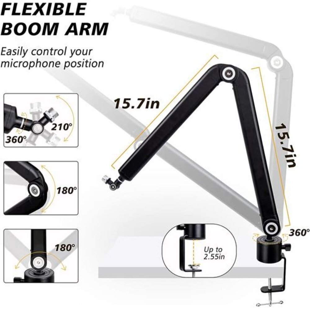 Boom Arm Microphone Stand 360 Rotation Compatible - Picture 5 of 7